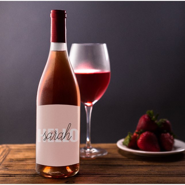 Rótulo De Garrafa De Cerveja O Pastel Moderno Pink Hello E Você Nome (Criador carregado)