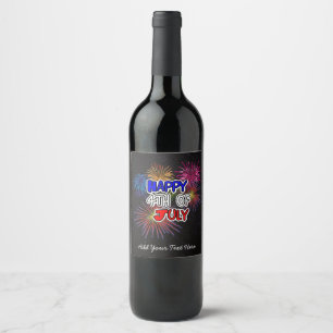 Rótulo De Garrafa De Cerveja O quarto feliz de julho personaliza o vinho ou o