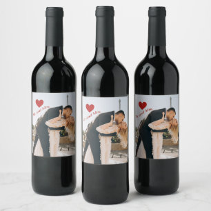 Rótulo De Garrafa De Cerveja O Sr. e a Sra. Foto Personalizada Coração Vermel