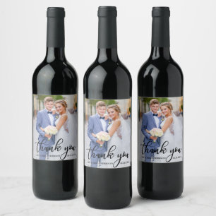 Rótulo De Garrafa De Cerveja Obrigado elegante moderno do casamento você foto