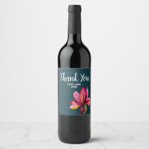 Rótulo De Garrafa De Cerveja Obrigado moderno floral da orquídea da aguarela