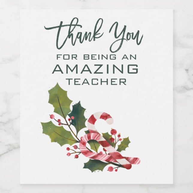 Rótulo De Garrafa De Cerveja Obrigado Professora Incrível Pelo Natal (Rótulo Único)