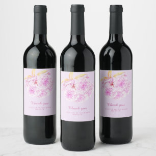 Rótulo De Garrafa De Cerveja Obrigado roxo do casamento da flor do primavera do