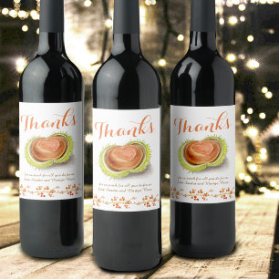 Rótulo De Garrafa De Cerveja Obrigados caem castanho coração aquarela personali