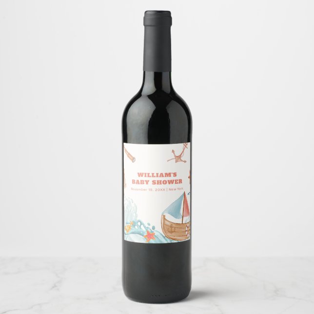 Rótulo De Garrafa De Cerveja Ocean Boy Adventure Chá de fraldas (Frente)