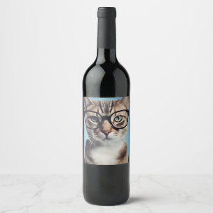 Rótulo De Garrafa De Cerveja Óculos de Visto de Gatos