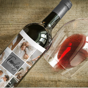 Rótulo De Garrafa De Cerveja Oferta de Foto de Colagem da Família e Cinza Perso