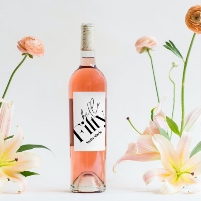 Rótulo De Garrafa De Cerveja Olá 50 anos modernos e elegantes 50 anos (Criador carregado)