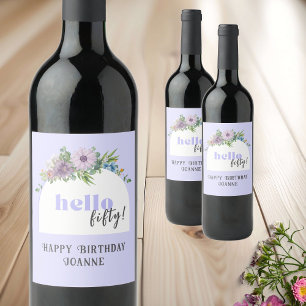 Rótulo De Garrafa De Cerveja Olá 50 - lavanda de flores delicadas e personaliza