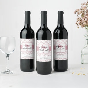 Rótulo De Garrafa De Cerveja Onda Art Deco Padrão Flamingo Rosa Aniversário