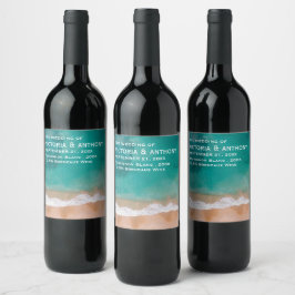 Rótulo De Garrafa De Cerveja Onda Oceânica, Casamento de Praia