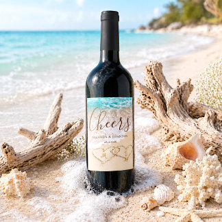 Rótulo De Garrafa De Cerveja Ondas do Oceano Azul Casamento Tropical na Praia