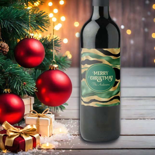 Rótulo De Garrafa De Cerveja Ondas Douradas brilhantes verdes a preto (Criador carregado)