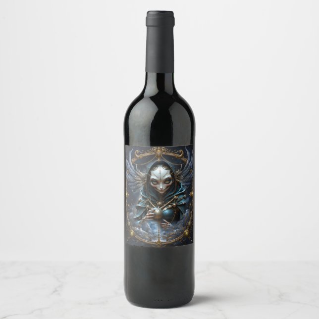 Rótulo De Garrafa De Cerveja Oráculo Celestial – Guardião Entre as Estrelas.  (Frente)