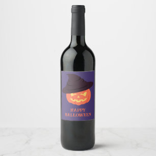 Rótulo De Garrafa De Cerveja Orange Retro Pumpkin Happy Halloween