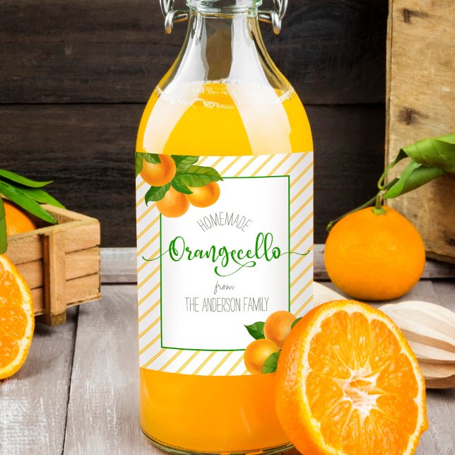Rótulo De Garrafa De Cerveja Orangecello aquarela laranjas com nome personaliza (Criador carregado)
