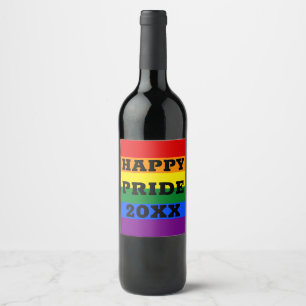 Rótulo De Garrafa De Cerveja Orgulho Feliz com Bandeira Gay LGBTQ Rainbow