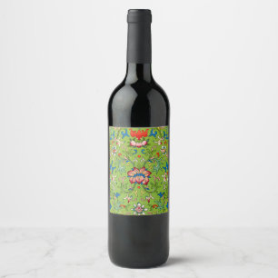 Rótulo De Garrafa De Cerveja Ornamento Chinês Vintage Owen Jones Floral Verde