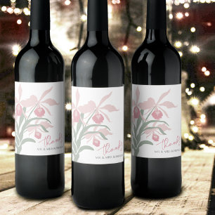 Rótulo De Garrafa De Cerveja Orquídea Cattleya floral moderna rosa poeirento pa