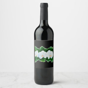 Rótulo De Garrafa De Cerveja Orquídeas brancas eslegantes cor de água pintura f