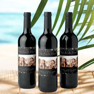 Rótulo De Garrafa De Cerveja Os melhores amigos fotografaram pó preto de prata