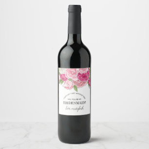 Rótulo De Garrafa De Cerveja Os rosas cor-de-rosa da aguarela sejam minha