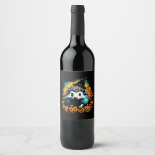 Rótulo De Garrafa De Cerveja ouriço de Halloween e abóboras fofos