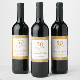 Rótulo De Garrafa De Cerveja Ouro Elegante Personalizado Moderno 50º Aniversári