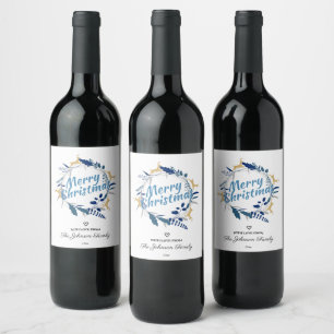 Rótulo De Garrafa De Cerveja Ouro Elegante Reindeer Floral de Natal