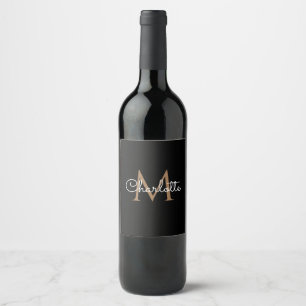 Rótulo De Garrafa De Cerveja Ouro Preto Monograma Elegante Feminino Script