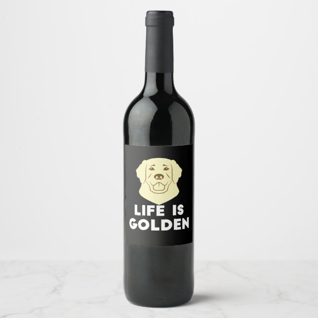 Rótulo De Garrafa De Cerveja Ouro Retriever Dog - A Vida É Ouro (Frente)