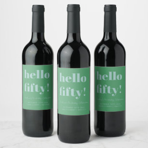 Rótulo De Garrafa De Cerveja Ousado Verde Azul Moderno 50º Aniversário Personal
