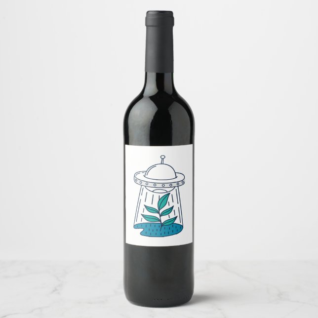 Rótulo De Garrafa De Cerveja OVNI de aliens (Frente)