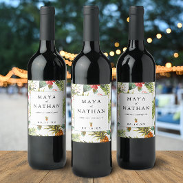 Rótulo De Garrafa De Cerveja Padrão Aquarela Tropical Personalizado