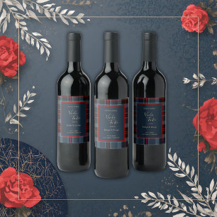 Rótulo De Garrafa De Cerveja padrão azul vermelho preto escocês-celta-tartã