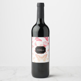 Rótulo De Garrafa De Cerveja Padrão da borboleta