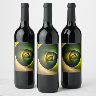 Rótulo De Garrafa De Cerveja Padrão de Abstrato de Arte Floral Moderna Verde #2