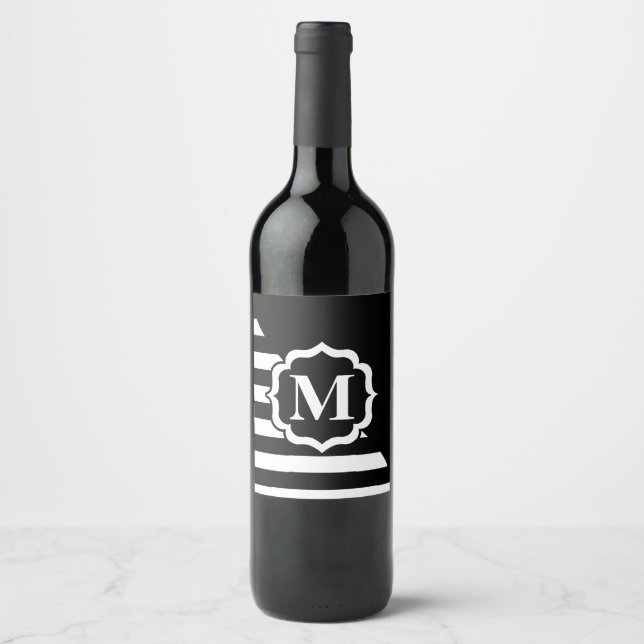 Rótulo De Garrafa De Cerveja Padrão de Abstrato preto e branco (Frente)