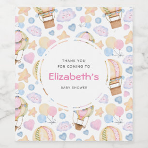 Rótulo De Garrafa De Cerveja Padrão de Aquarela do Balão de Ar Quente