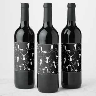 Rótulo De Garrafa De Cerveja Padrão de Gatos Brancos Esbranquiçados