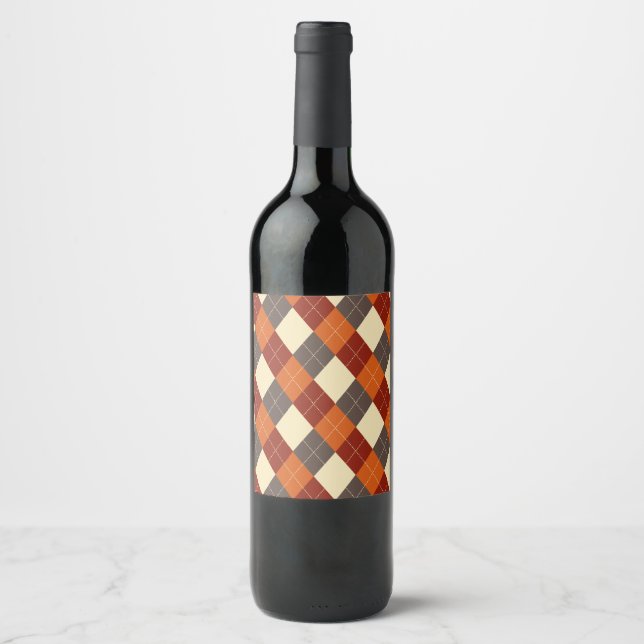 Rótulo De Garrafa De Cerveja Padrão de Gingham de outono (Frente)