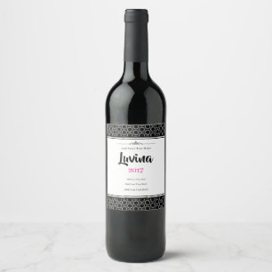 Rótulo De Garrafa De Cerveja Padrão de Mandala de Pétalas Preto e Branco Elegan