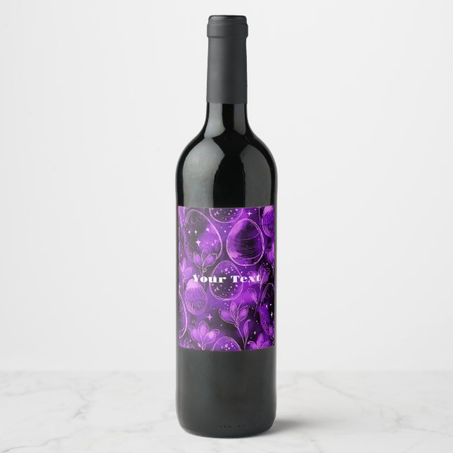 Rótulo De Garrafa De Cerveja Padrão de Páscoa Gótico Roxo (Frente)