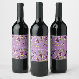 Rótulo De Garrafa De Cerveja Padrão de Pensamentos em Aquarela Bonita em Vinho 