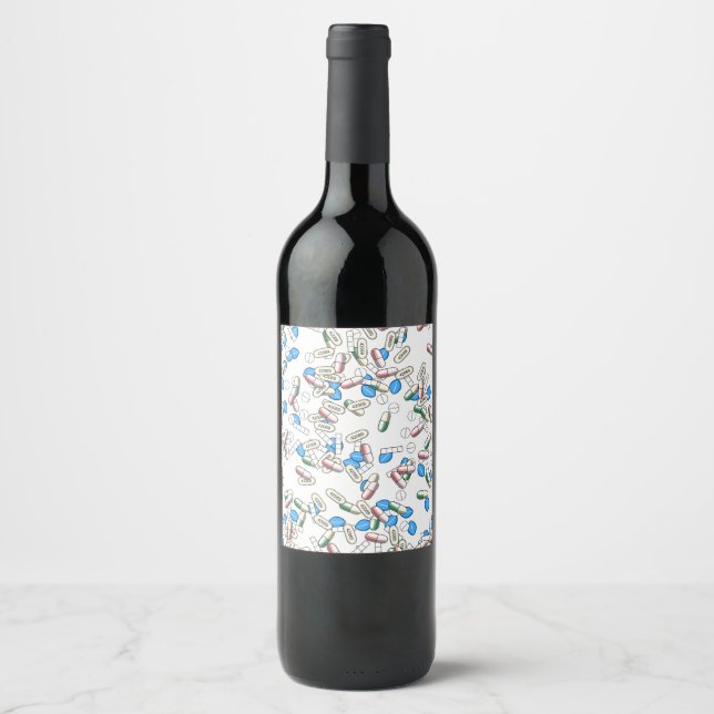 Rótulo De Garrafa De Cerveja Padrão de Pílulas Espalhadas (Frente)
