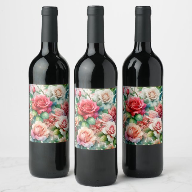 Rótulo De Garrafa De Cerveja Padrão de Rosa Caprichosa (Garrafas)
