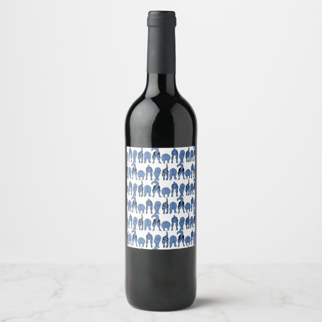 Rótulo De Garrafa De Cerveja Padrão de Traseros de Cachorro Azul (Frente)