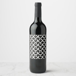 Rótulo De Garrafa De Cerveja Padrão do símbolo de energia preto e branco
