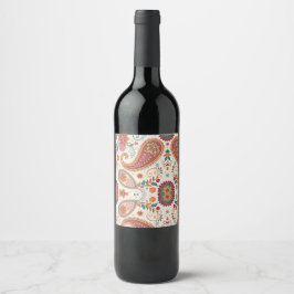 Rótulo De Garrafa De Cerveja Padrão Floral Branco Paisley Boho Vibrante