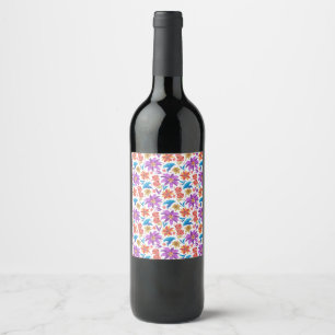 Rótulo De Garrafa De Cerveja Padrão Floral Exótico Colorido Desenhado à Mão-707
